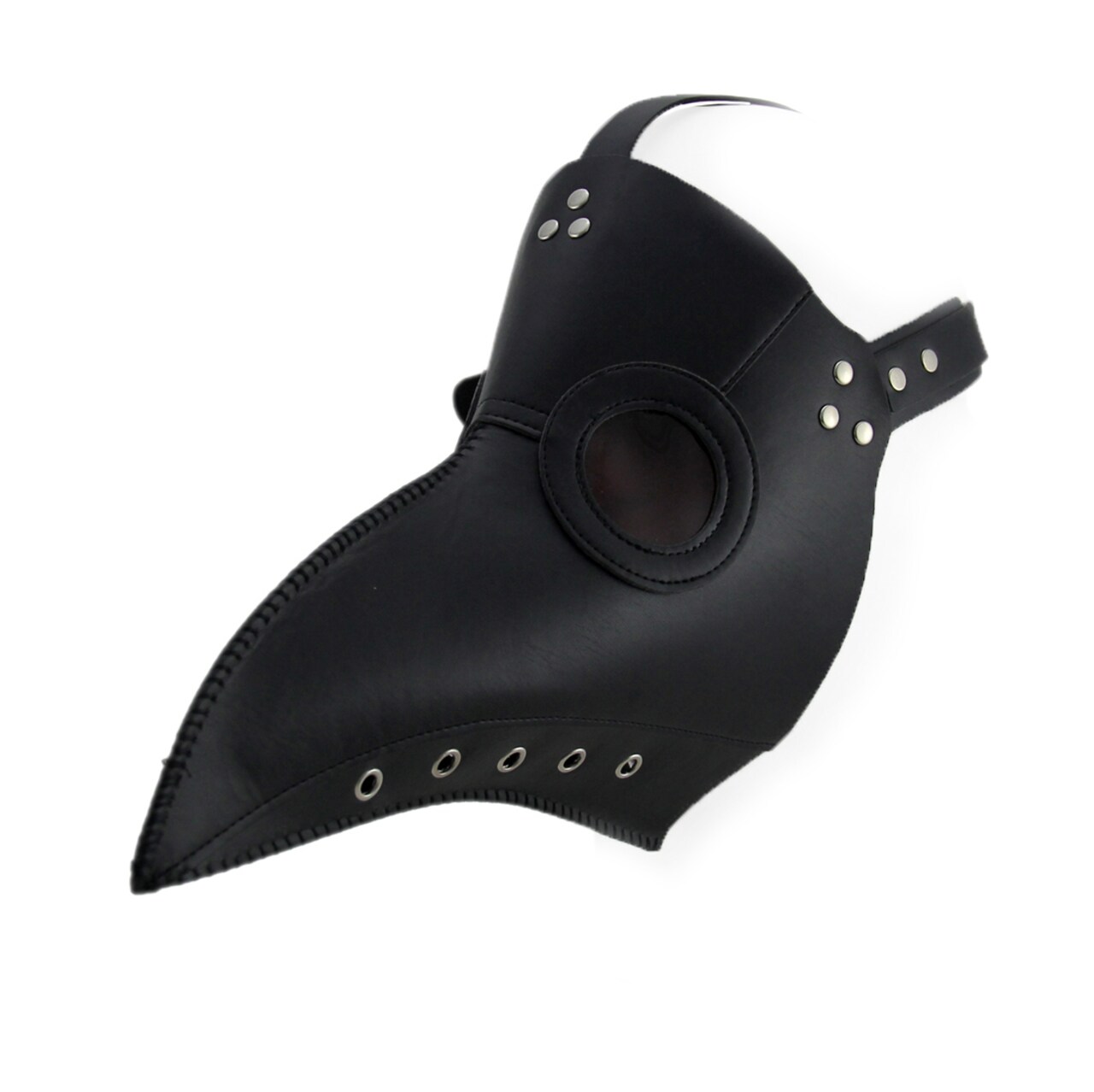 Black Faux Leather Plague Doctor Medicine Mask with Smoke Lenses